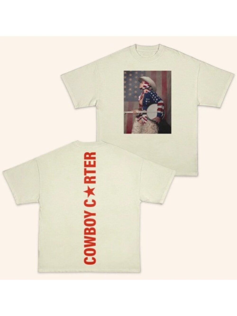 Beyoncé Cowboy Carter Tour 2025 Stars and Stripes T-Shirt White